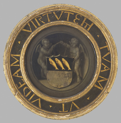 Two Putti Holding a Shield by Anonymous