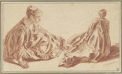 Two Studies of a Woman Seated on the Ground by Antoine Watteau