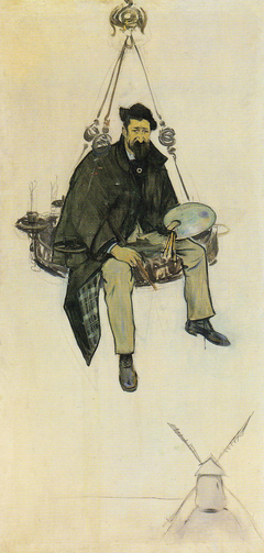 Portrait of Santiago Rusiñol on a light by Ramon Casas i Carbó