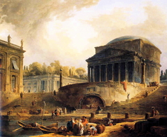 View of Ripetta by Hubert Robert