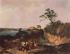 View of the Amora, landscape with figures by Tomás da Anunciação