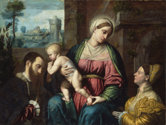 Virgin and Child, with Two Donors by Moretto da Brescia