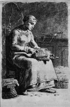 ''Woman Carding Wool (La Cardeuse)'' by Jean-François Millet