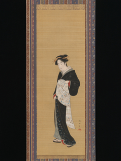 Woman in a Black Kimono by Katsukawa Shunshō