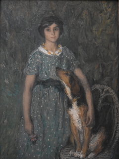 Young Girl with a Dog by Edmond Aman-Jean