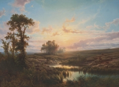 Zonovergoten landschap by Cornelis Lieste