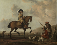 A Gentleman on Horseback with Two Gamekeepers with Dogs by Anonymous