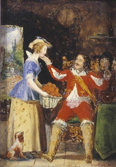 A Maid Offering a Basket of Fruit to a Cavalier by John Everett Millais