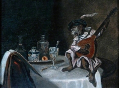 A Monkey Playing a Lute by Alexandre-Gabriel Decamps