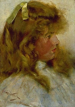 A study (Head of a girl) by G. P. Nerli