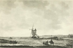 A windmill with travelers by Jan van Goyen