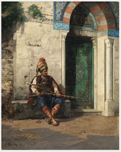 Arab Soldier Seated by a Doorway by Alberto Pasini