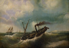 Bateau à vapeur devant Calais by Ferdinand Perrot