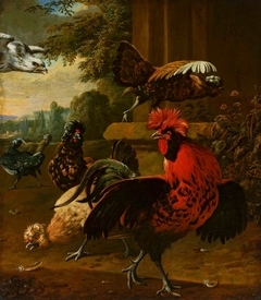 Birds attacked by a hawk. by Willem Frederiksz van Royen