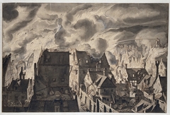 Brand aan de Elandsgracht by Jan van der Heyden