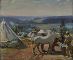 Camp at Malbuisson Near Pontarlier by Alfred Munnings