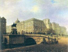 City palace and the Rathausbrücke (Berlin)#Lange Brücke III|long bridge]] in Berlin by Carl Daniel Freydanck