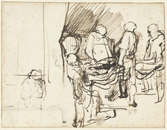 De Graflegging over een schets van een beul by Rembrandt