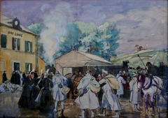 Départ des permissionnaires de la Grande Guerre à la gare de Pont-l'Abbé by Lucien Simon