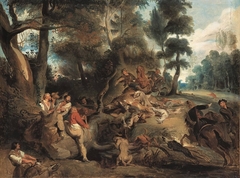 Die Sauhatz (nach Rubens) by Eugène Delacroix