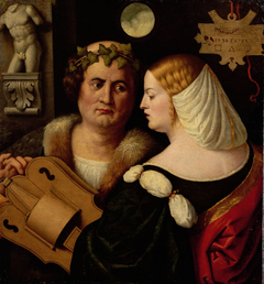 Drehleierspielender Dichter und junge Frau by Giovanni Cariani