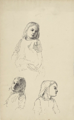 Drie studies van een meisje by Adolf le Comte