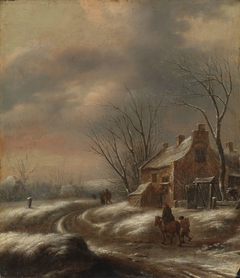 Dutch winter landscape by Nicolaes Molenaer