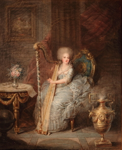 Élisabeth of France seated at her Harp by Charles Le Clercq