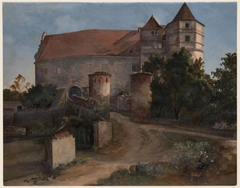 Entrance to Scharfenberg Castle by Ernst Ferdinand Oehme