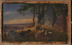 Evening Scene with Sheep on a Mound by Johan Lundbye