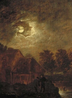 Farm by Moonlight by Adriaen Brouwer