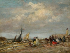 Figures on a Promenade by the Sea by manner of Eugène Boudin