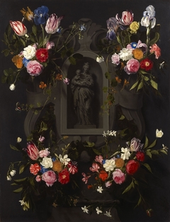 Floral Garland with Mother and Child by Daniel Seghers