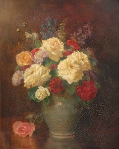 Flowers in Ceramic Vase on a Table by David Paton