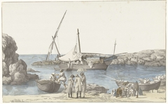 Gezicht op Tarente en haven van Luogo Vivo by Louis Ducros