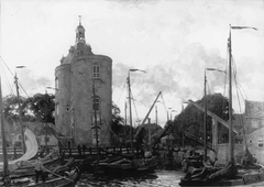 Havengezicht te Enkhuizen met Dromedaris by Willem Bastiaan Tholen