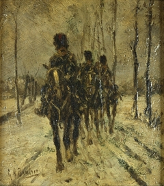 Huzaren in de sneeuw by George Hendrik Breitner