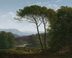 Italianate Landscape with Pines by Hendrik Voogd