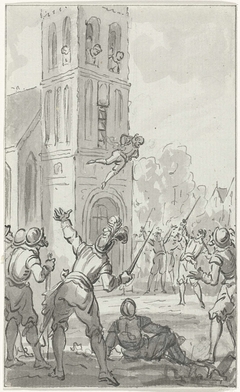 Jan van Schaffelaar springt van de toren te Barneveld, 16 juli 1482 by Jacobus Buys