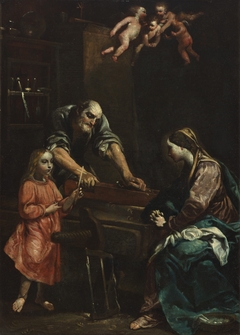 Jesus, Mary and Joseph in the workshop by Giuseppe Maria Crespi