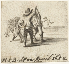 Jongens spelen het spel Kruip door sluip door by Harmen ter Borch