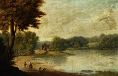 Lakeside Scene with Horsemen by George Cuitt