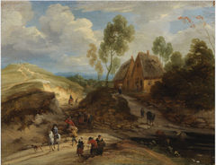 Landscape with Horseman and Peasants by Lodewijk de Vadder