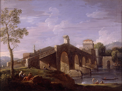 Landscape with large Bridge by Jan Frans van Bloemen