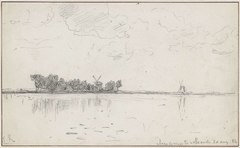 Landschap aan het meer van Abcoude by Willem Roelofs I