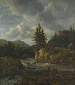 Mountainous landscape with a torrent by Jacob van Ruisdael