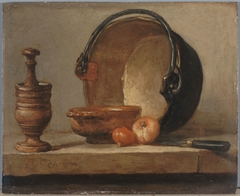 Nature morte au chaudron de cuivre by Jean-Baptiste-Siméon Chardin