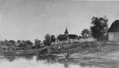 On the Bank of the Seine at Portejoie by Charles-François Daubigny