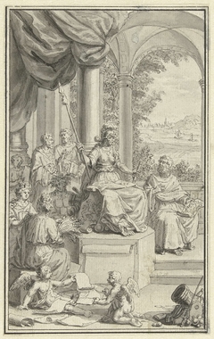 Ontwerp voor titelpagina voor Tegenwoordige Staat der Vereenigde Nederlanden, deel II by Jan Caspar Philips