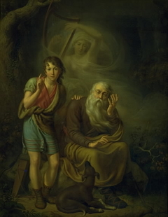 Ossian and Alpin's Son Hearing the Spirit of Malvina Touching the Harp. Illustrating Ossian's Swansong by Christian Gottlieb Kratzenstein-Stub